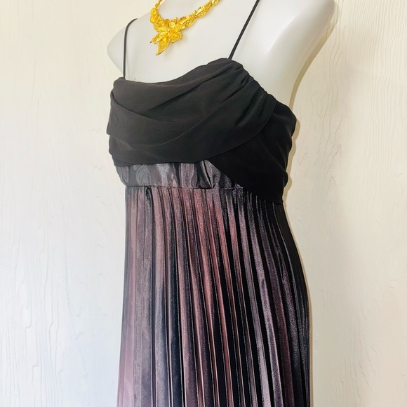 Betsey & Adam by Linda Bernell Spaghetti Strap Elegant Pleated Gown - Picture 5 of 8